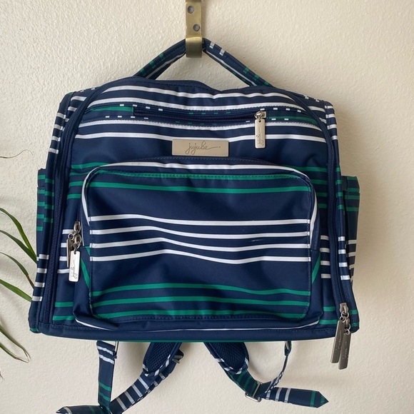 Jujube BFF Diaper Bag Striped Baby Bag Green and Blue - Picture 1 of 13